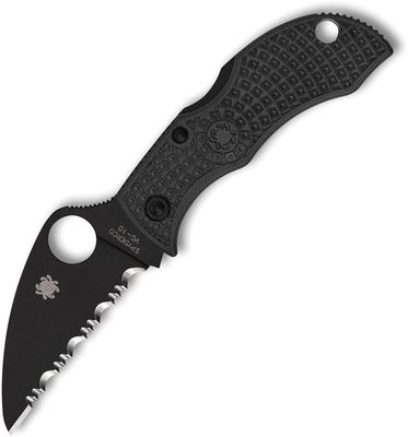 Spyderco Manbug Lockback Wharncliffe All Black Serrated VG-10