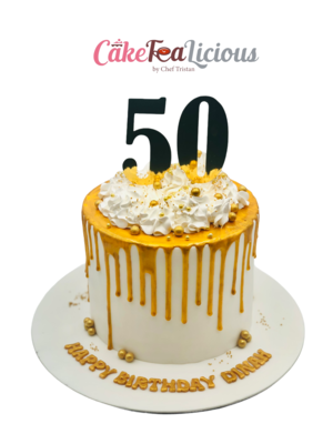 50th Drip Birthday Cake