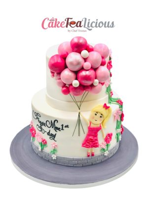 Girl Balloons Cake