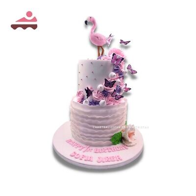 Flamingo Butterfly Cake