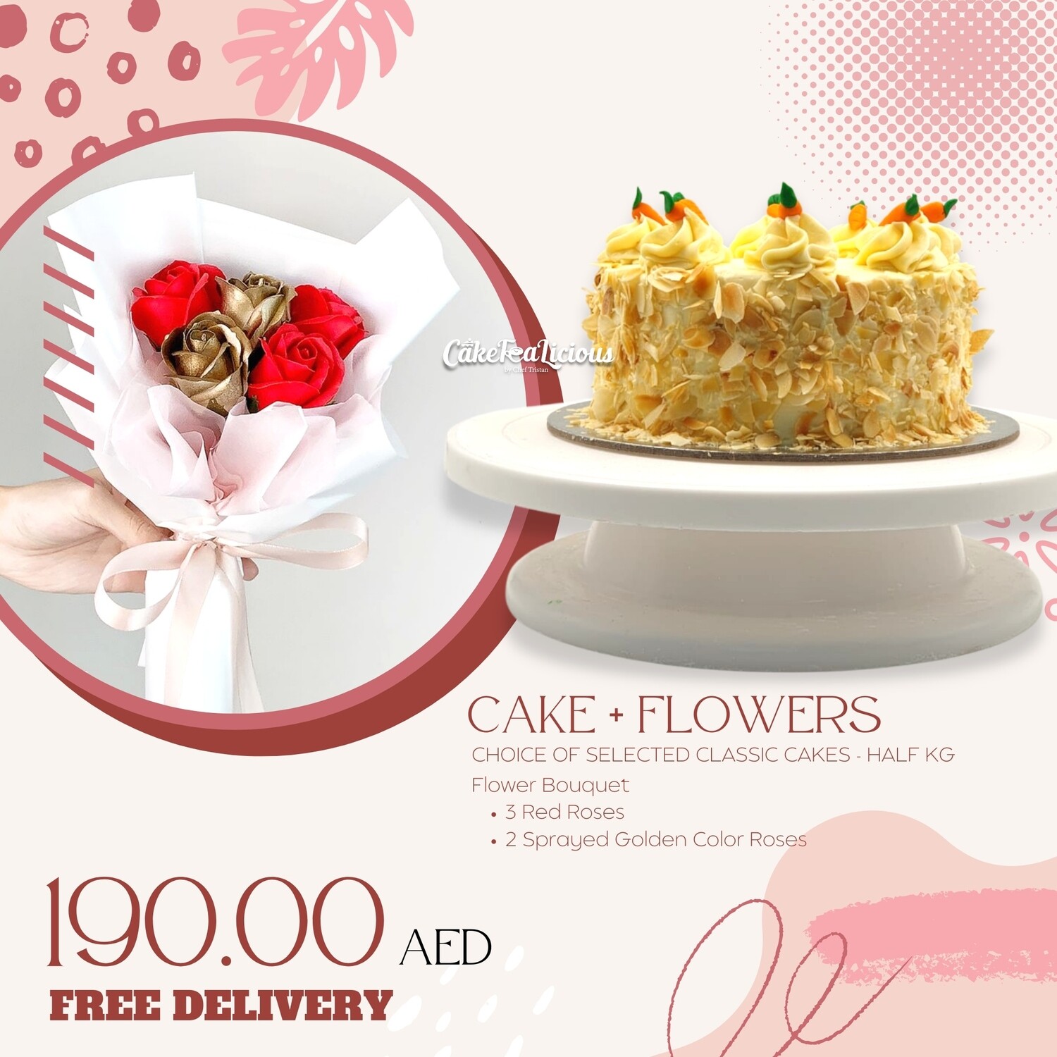190 aed Cake+Flower Package