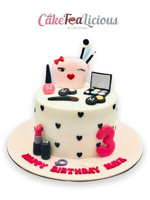 Makeup Fondant Cake | Makeup birthday cake for girl | Bakehoney