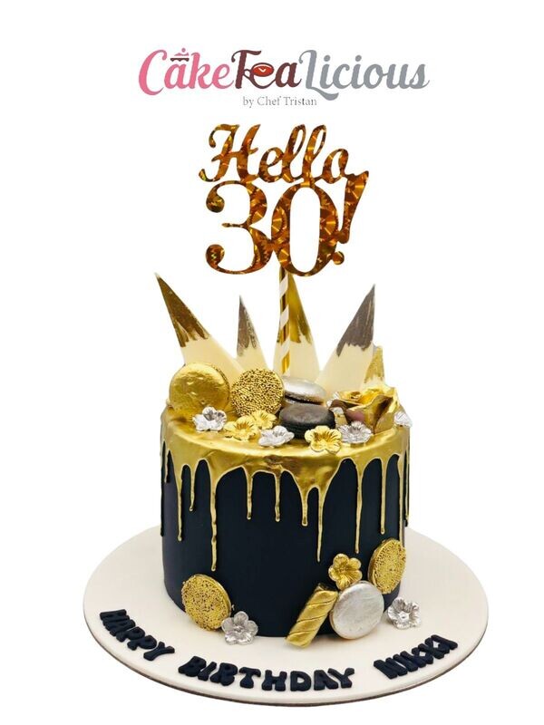 Black &amp; Gold Drip Cake