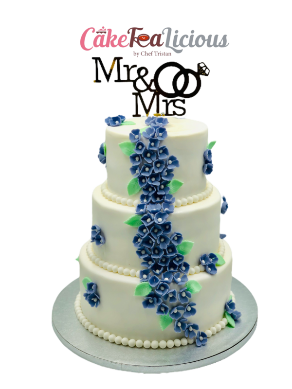 Blue Flower Tower Cake