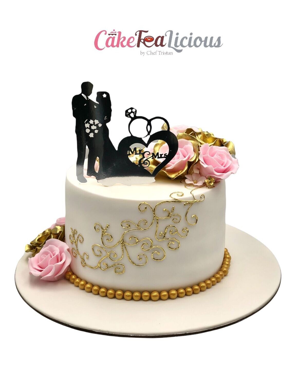 Gold Pink Wedding Cake