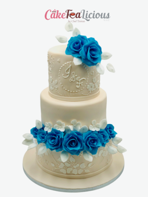 Blue Flowers Tower Cake
