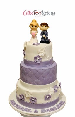 3D Bride & Groom Purple Wedding Cake