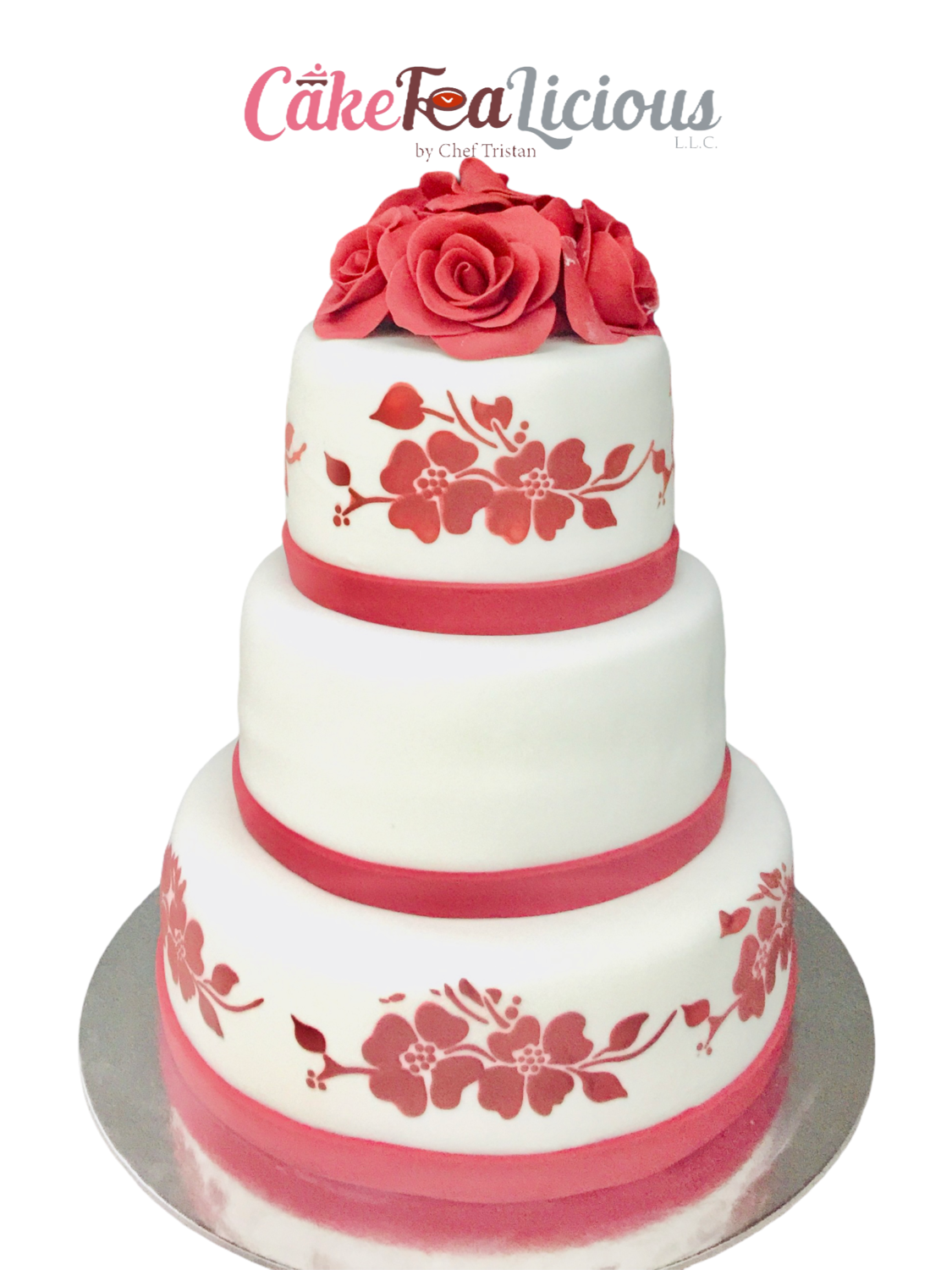 Stencil Flower Tower Cake
