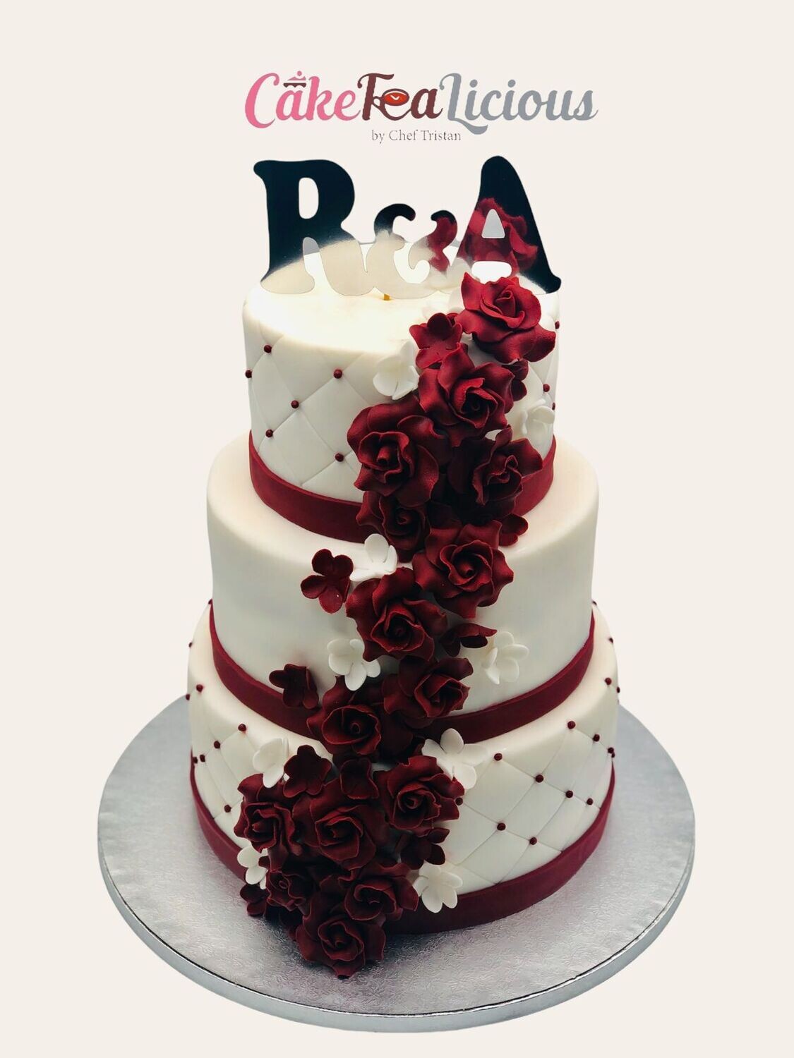 Red Roses Wedding Tower Cake