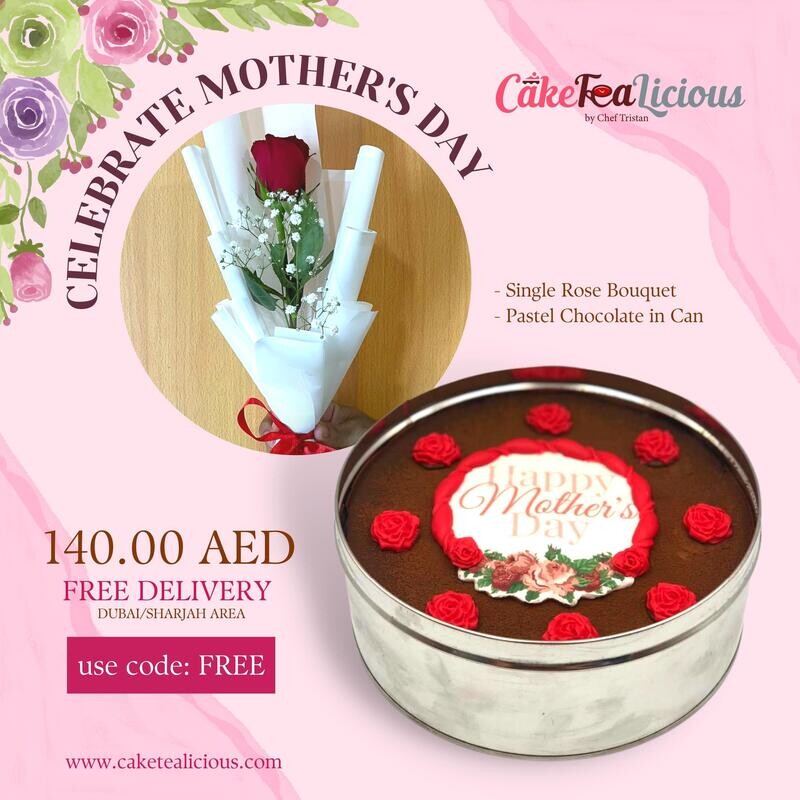 140aed Mother&#39;s day Pastel Chocolate in Can w/ Flower