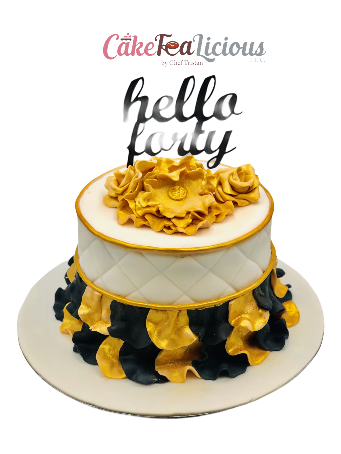 Hello Forty Gold Cake