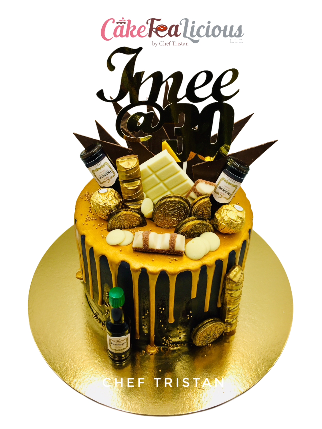 Gold Chocolate Drip Cake