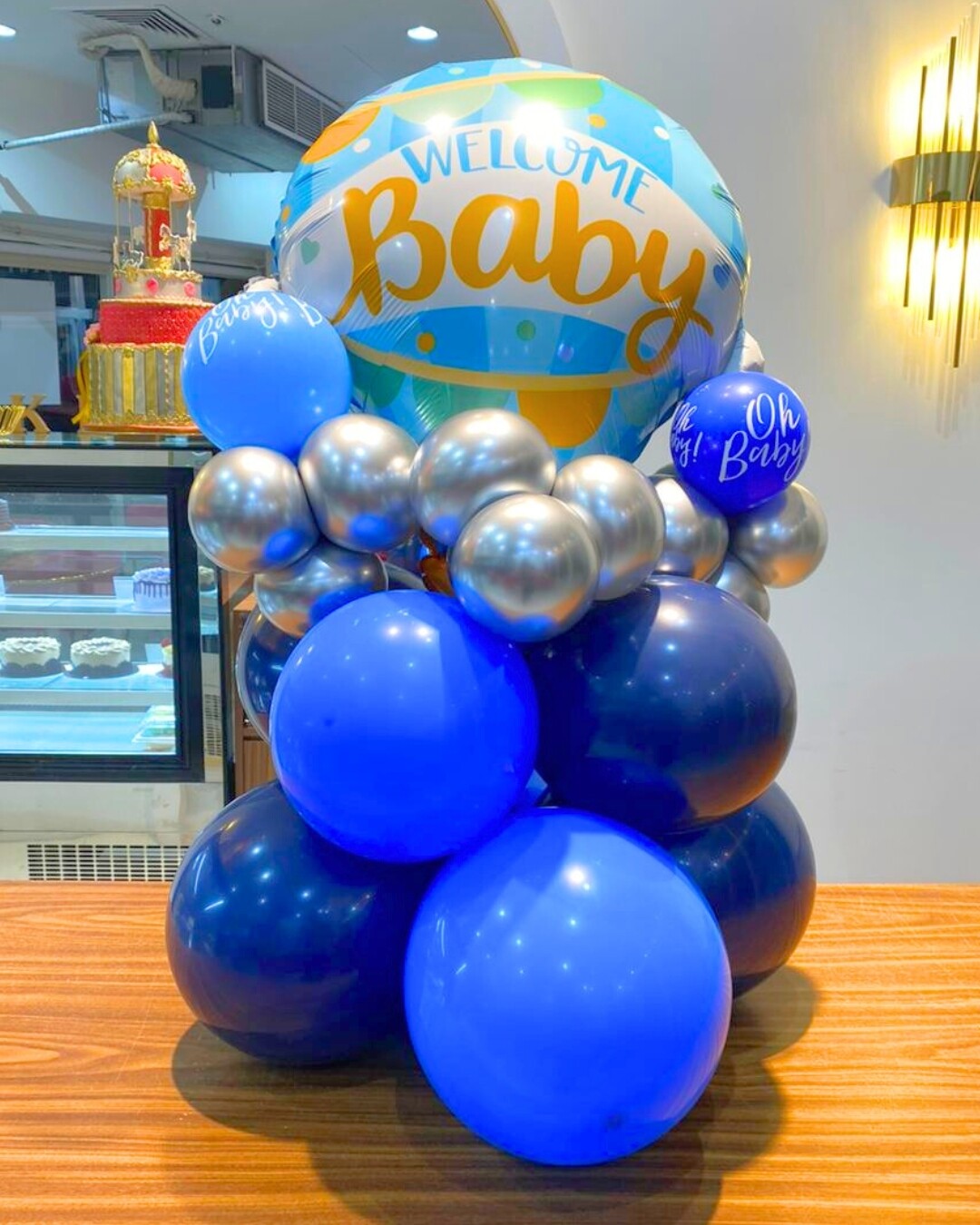 Baby Boy Balloon Pillar