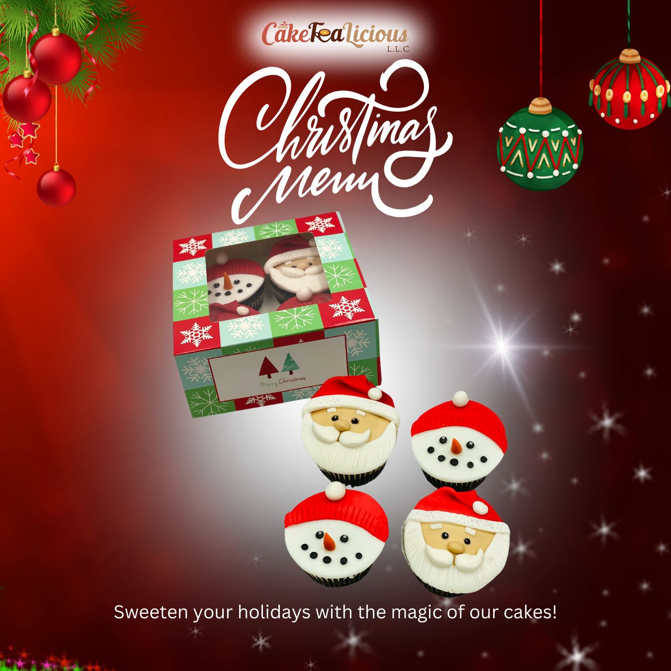 Christmas Edition Cupcake Box of 4