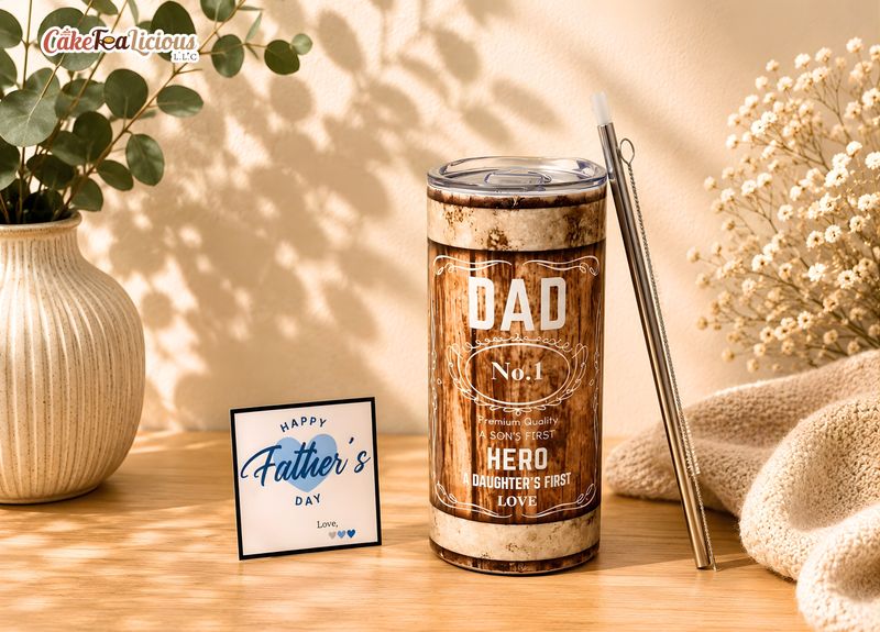 Dad #1 Steel Bottle with Straw