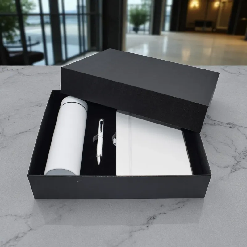 WHITE PU NOTEBOOK, WHITE PREMIUM METAL PEN &amp; 500ML SUBLIMATION WHITE TEMPERATURE-BOTTLE