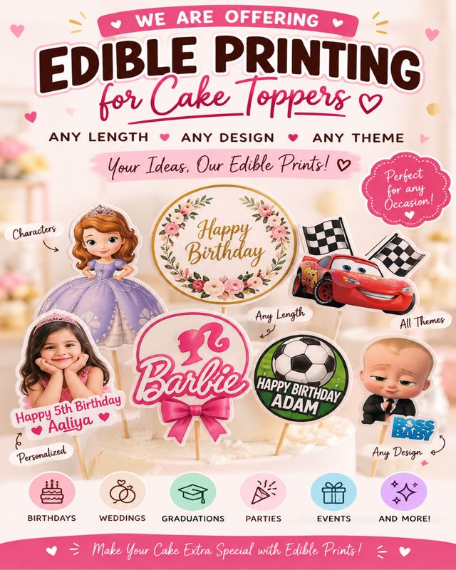 Edible Printing Service For Cakes On Frosting Sheets