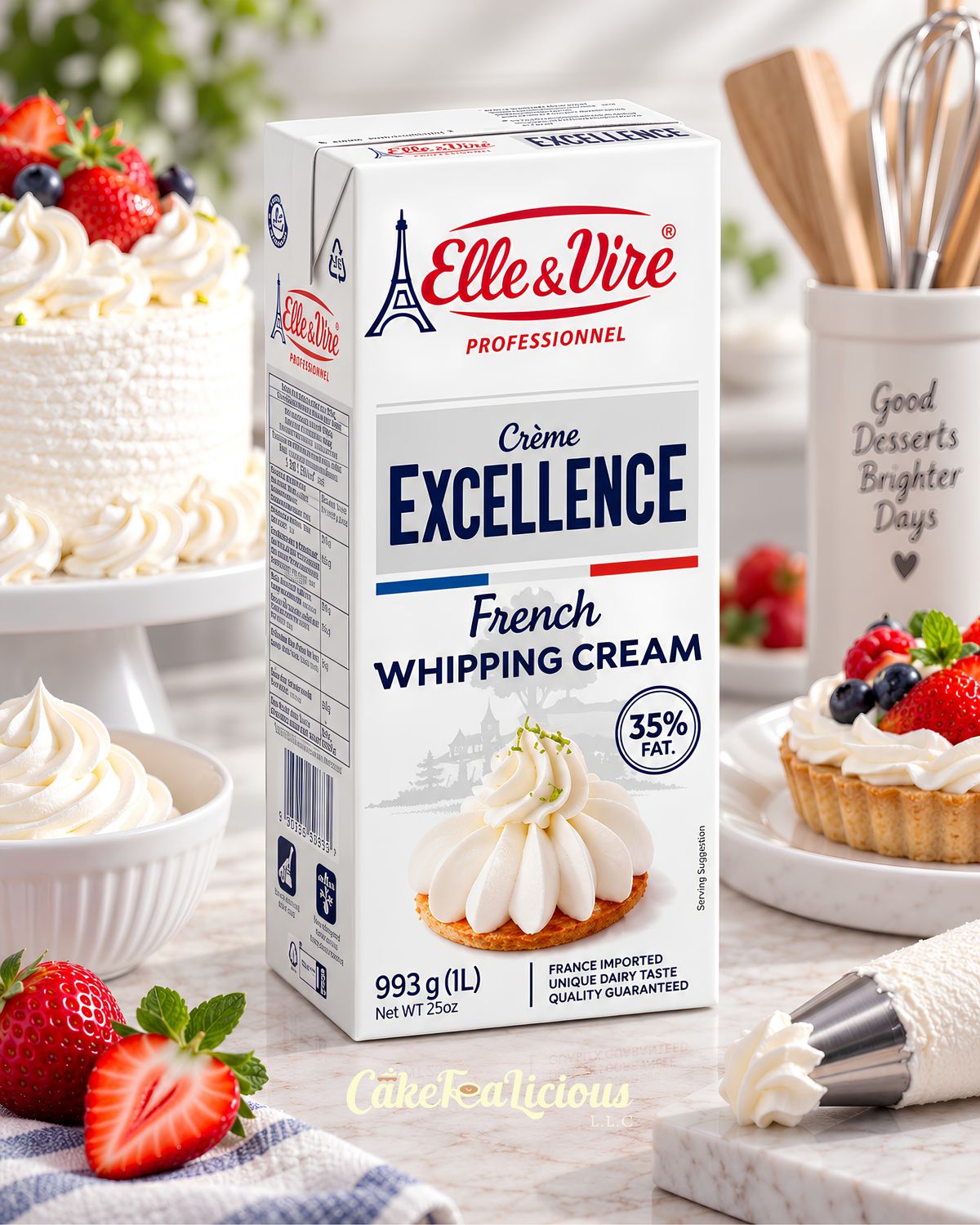 Elle &amp; Vire Whipping Cream, France 1 LTR