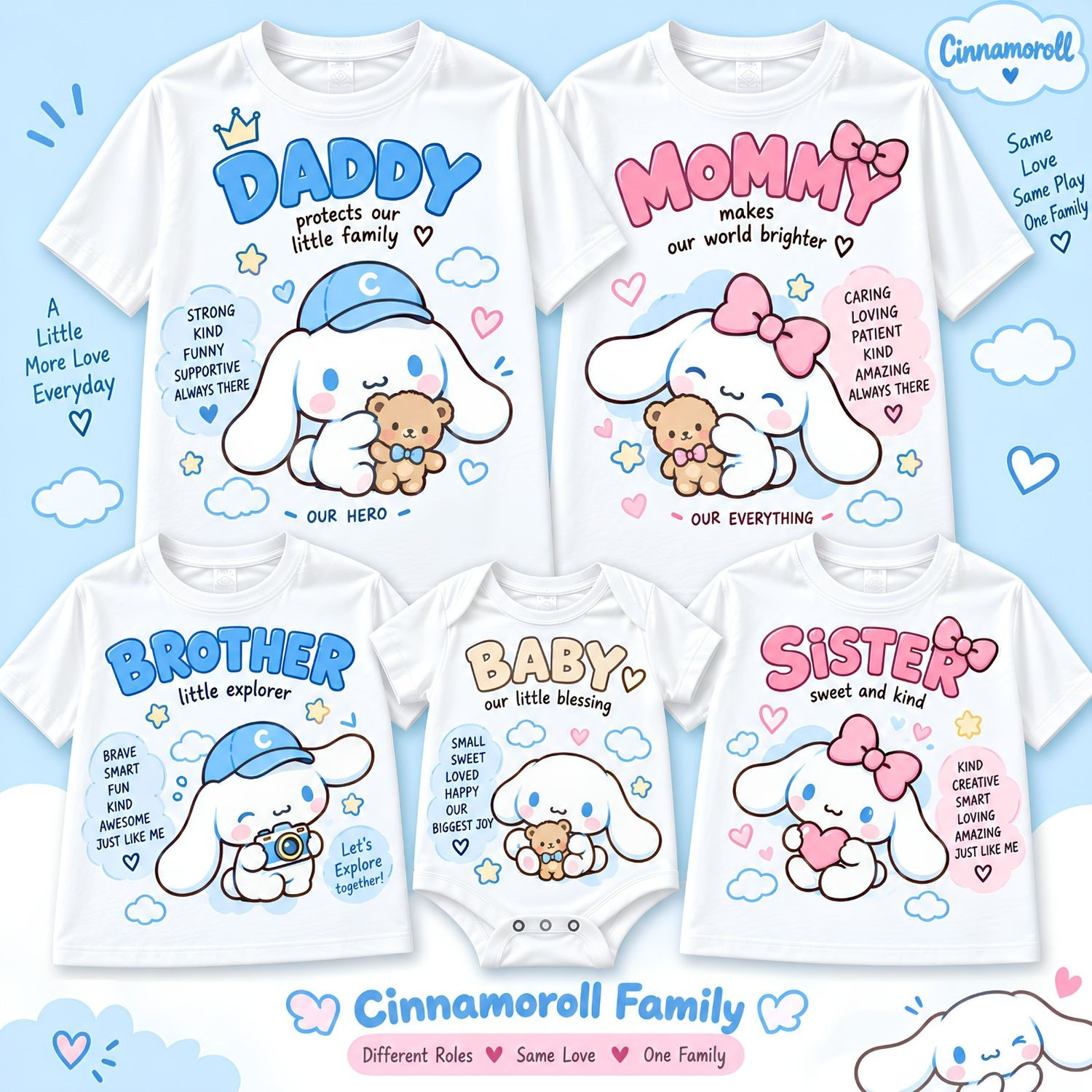 Cinnamoroll Family Theme Shirts
