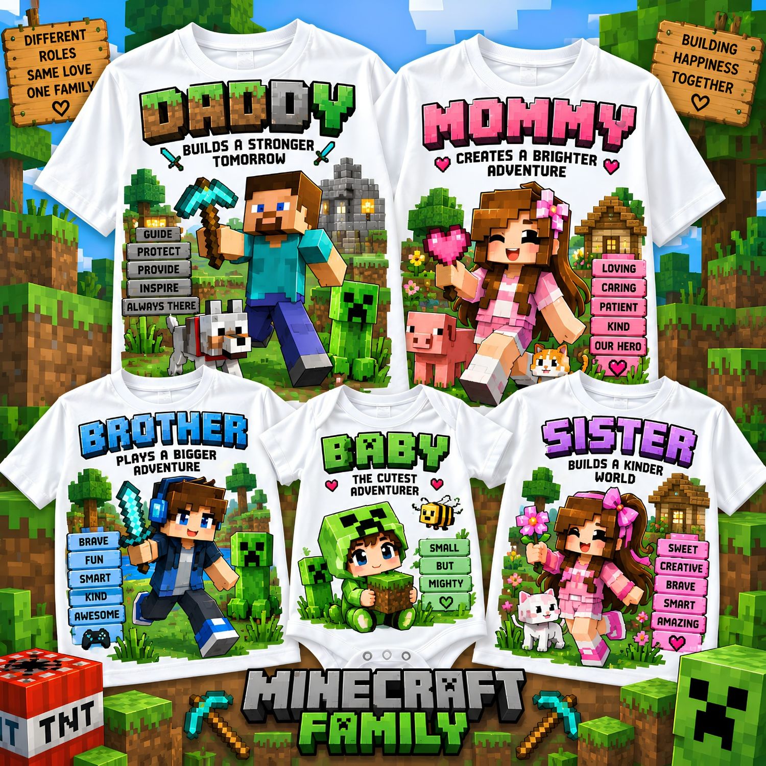 MInecraft Family Theme Shirts