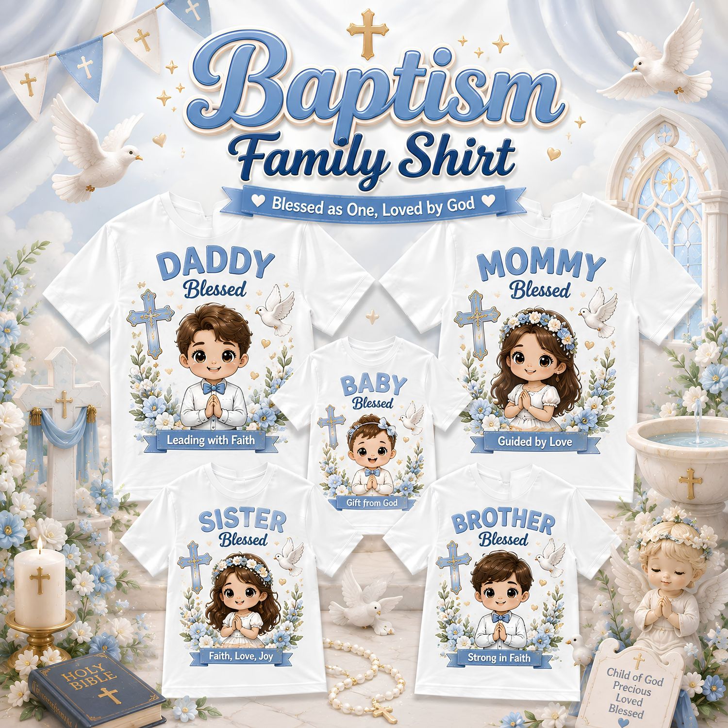 Baptism Bluey Theme Shirts