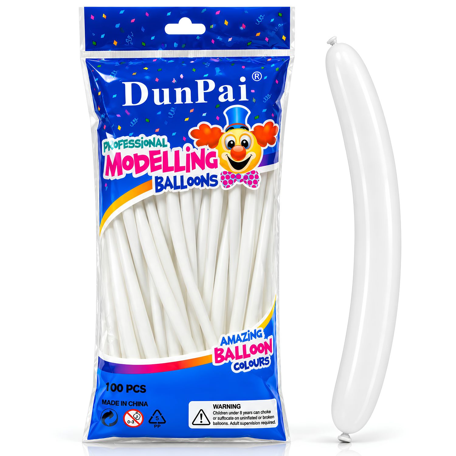 White Long Balloons, 100-Pieces 260q