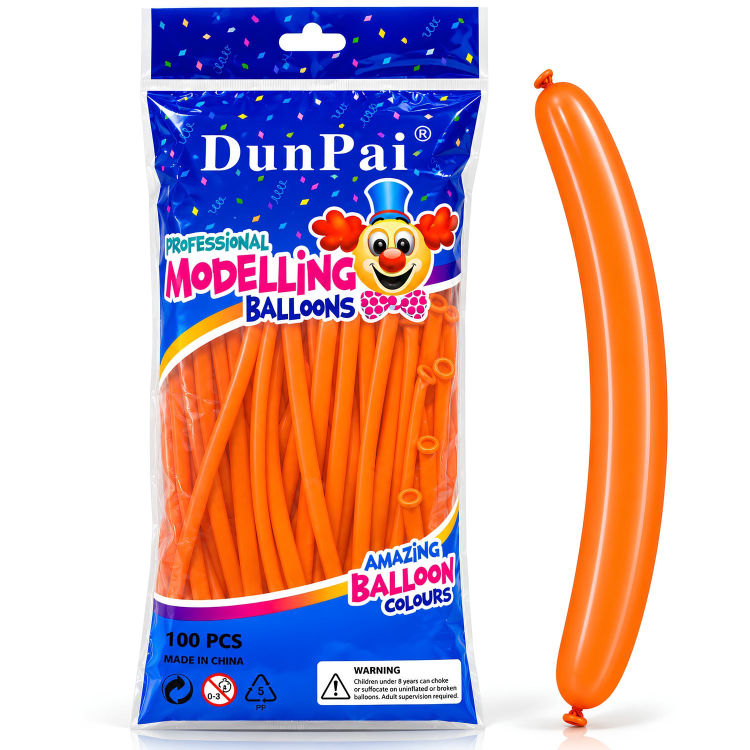Orange Long Balloons, 100-Pieces 260q