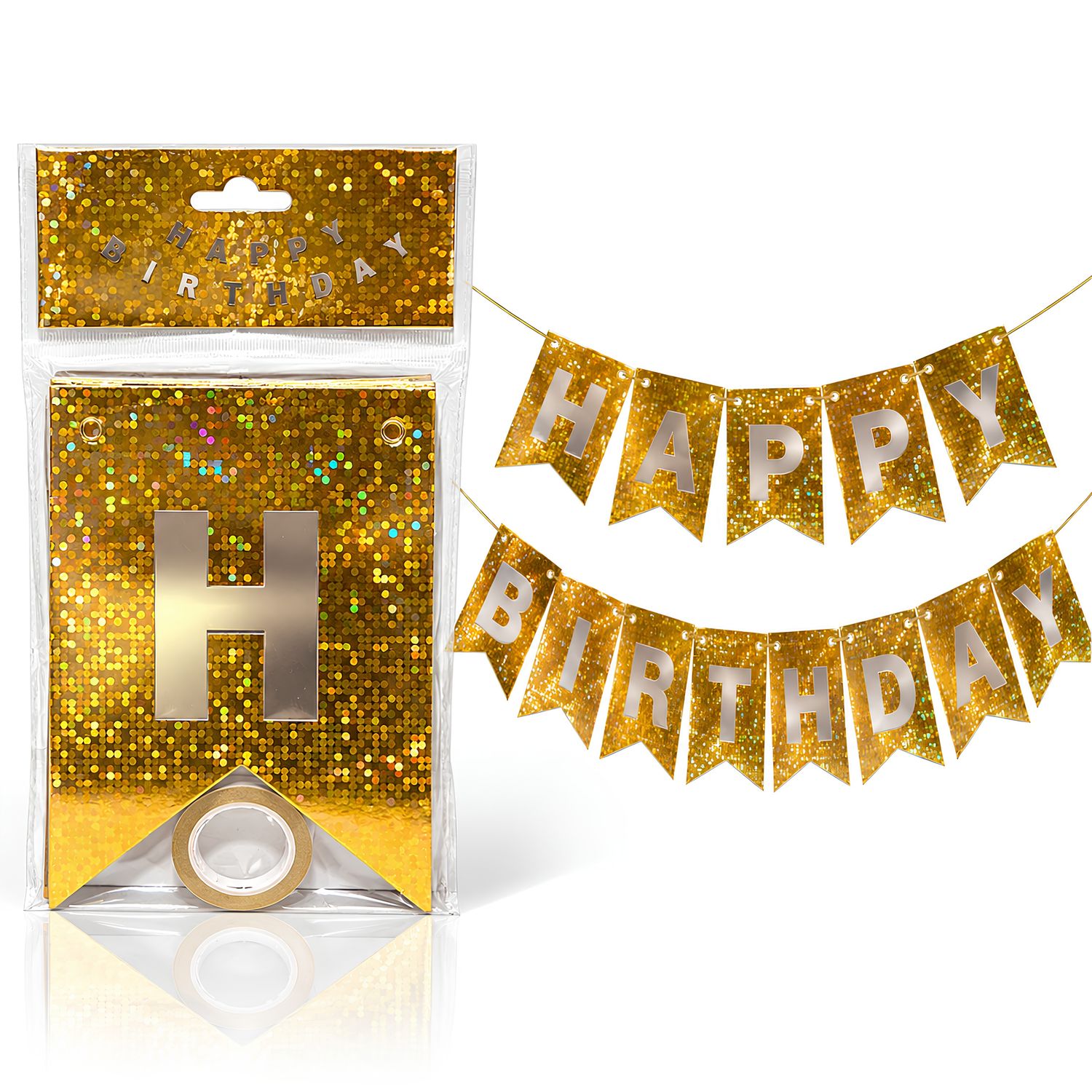Happy Birthday Banner, Gold