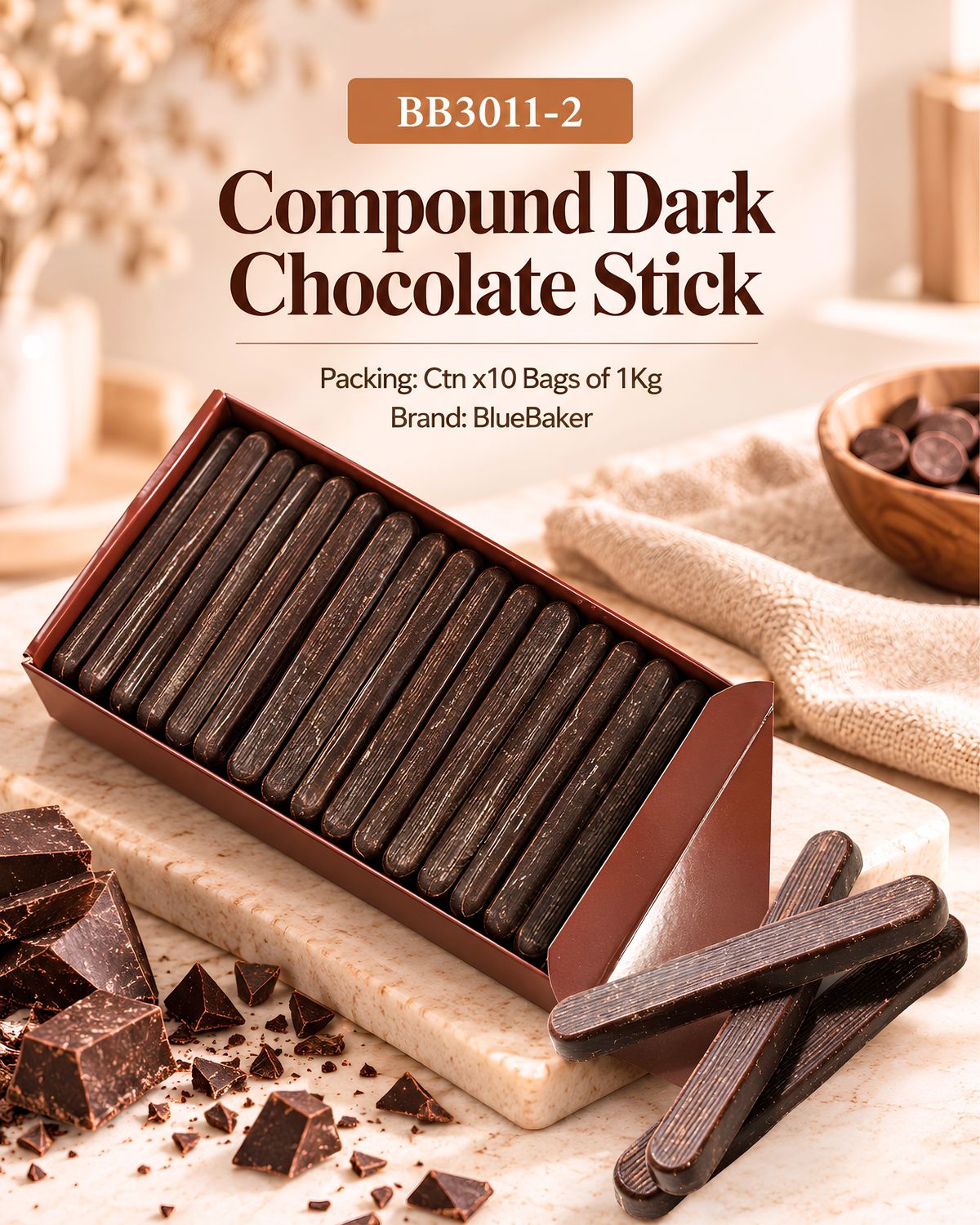 Compound Dark Chocolate Stick Bags 1Kg