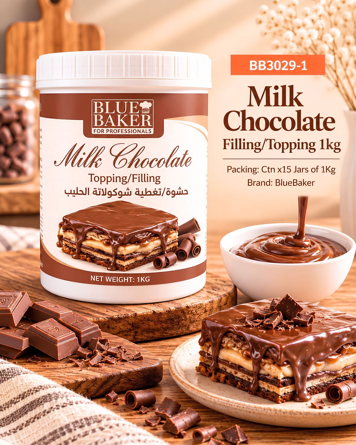 Milk  Chocolate Filling/Topping Cream 1kg BlueBaker