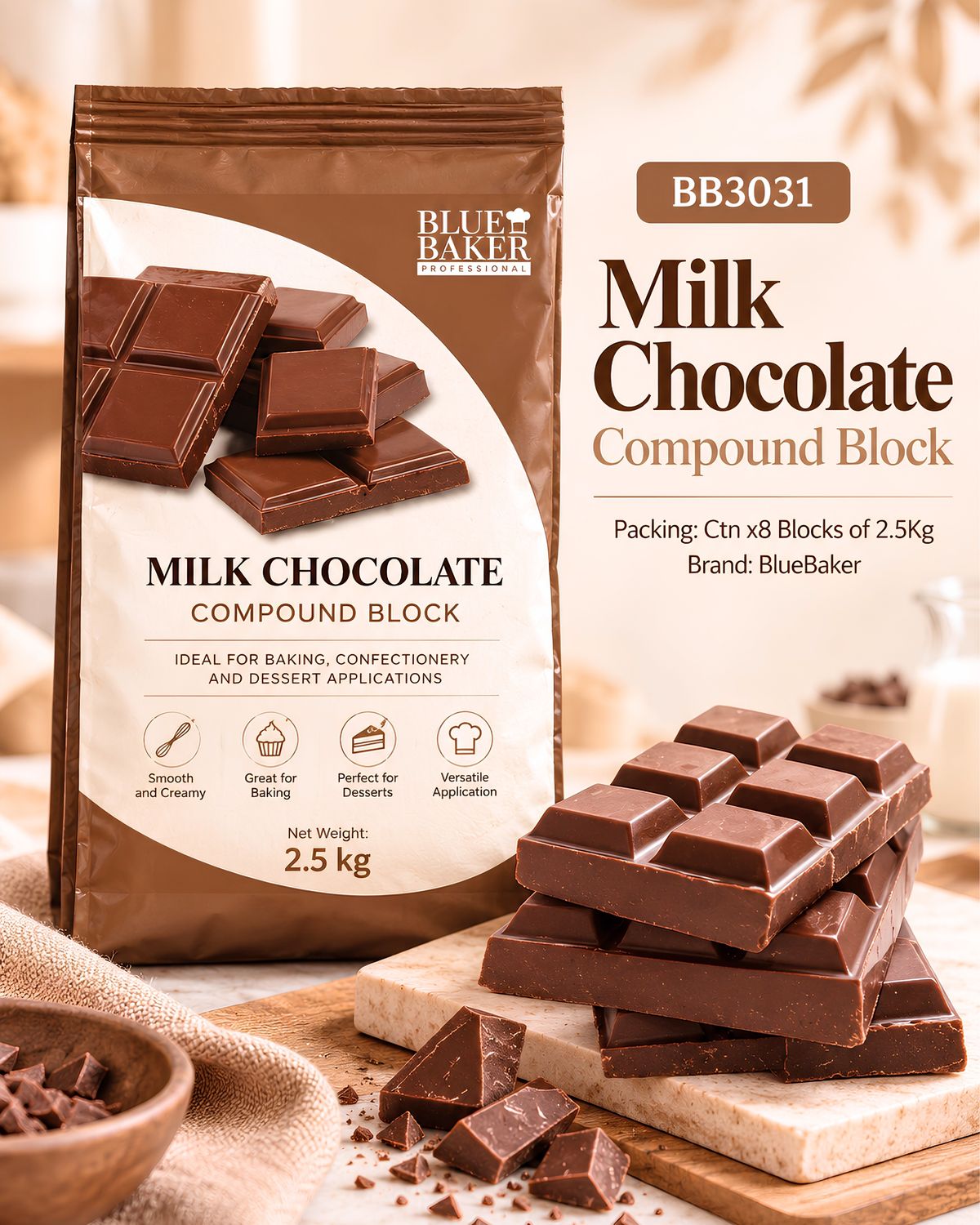 Milk Chocolate Compound	Blocks 2.5Kg
