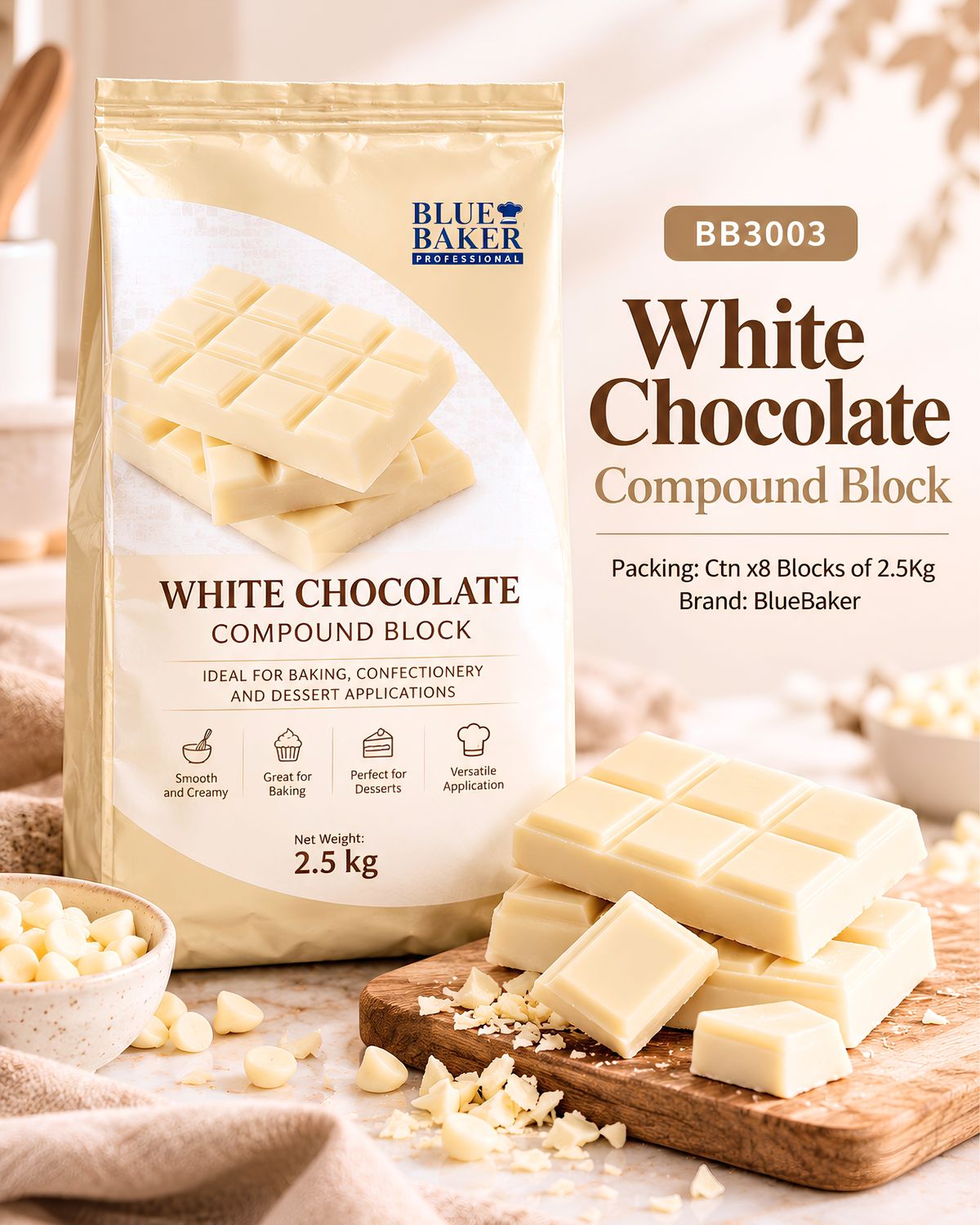 White Chocolate Compound Blocks 2.5Kg