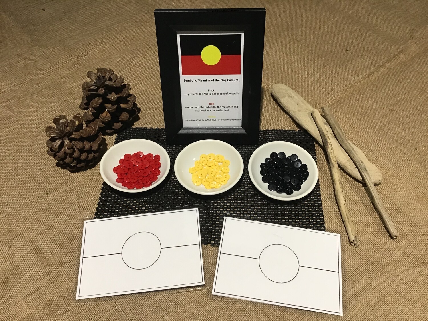 Aboriginal Inspired Flag and Button Set