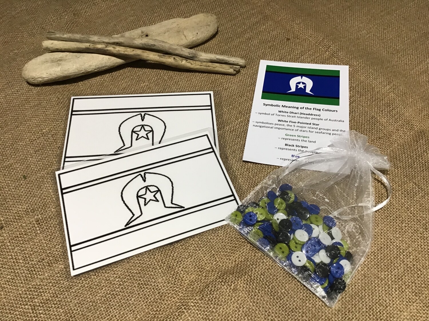 Torres Strait Islander Inspired Flag and Button Booster Pack