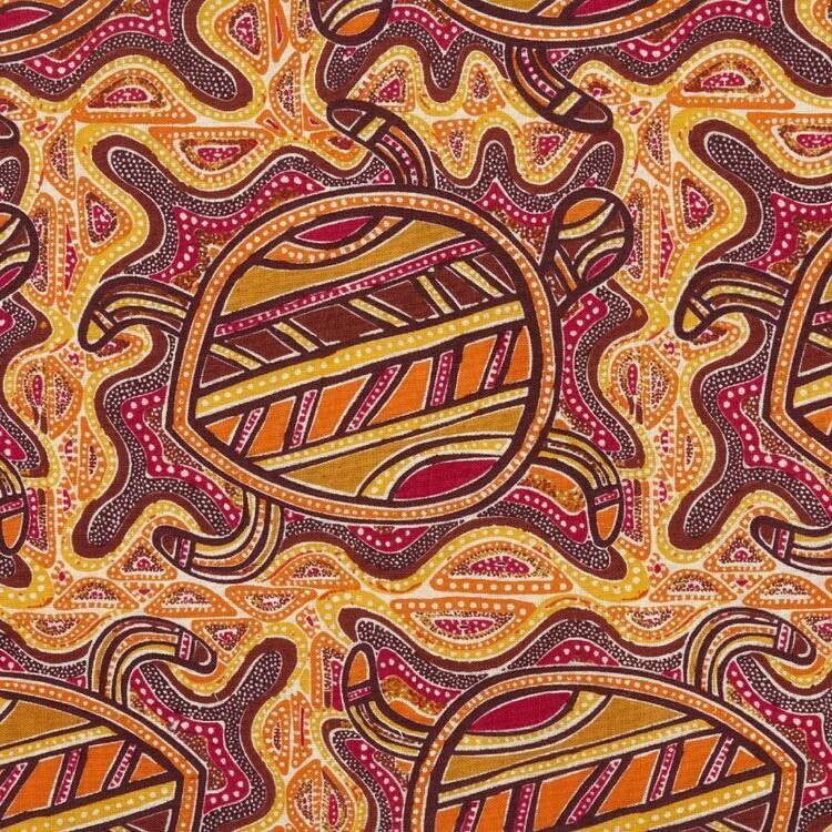 Aboriginal Art Inspired Placemats, Art Design: Jijaka Sea Turtle - Russett