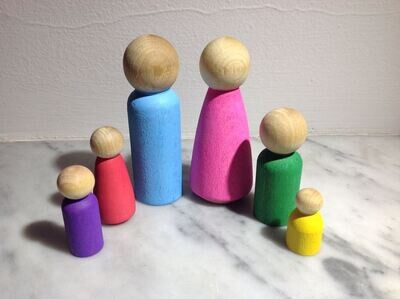 CLEARANCE ITEM - Family Coloured Peg Dolls