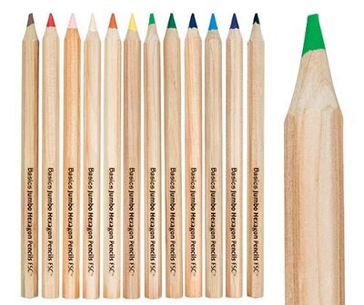 Basics Jumbo Hexagonal Colour Pencils 12&#39;s