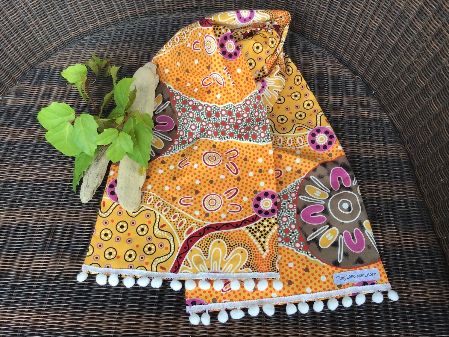 NEW PRODUCT - Aboriginal Inspired Scarves, Art Design: Women&#39;s Business Gold with White Trim
