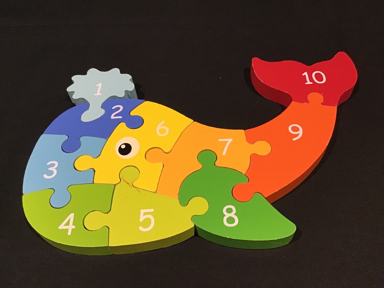 Whale with Numbers Wooden 10pce Puzzle
