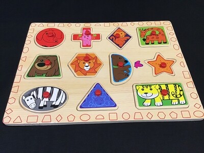 Animals &amp; Shapes Wooden 11pce Puzzle