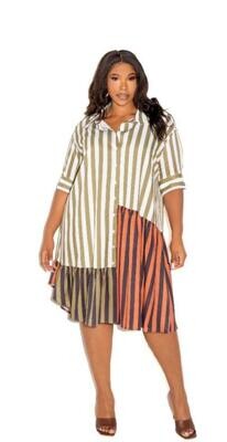 Patchwork Stripe tri tone dress
