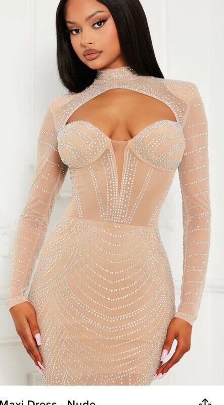 Beige Gown w crystal stone