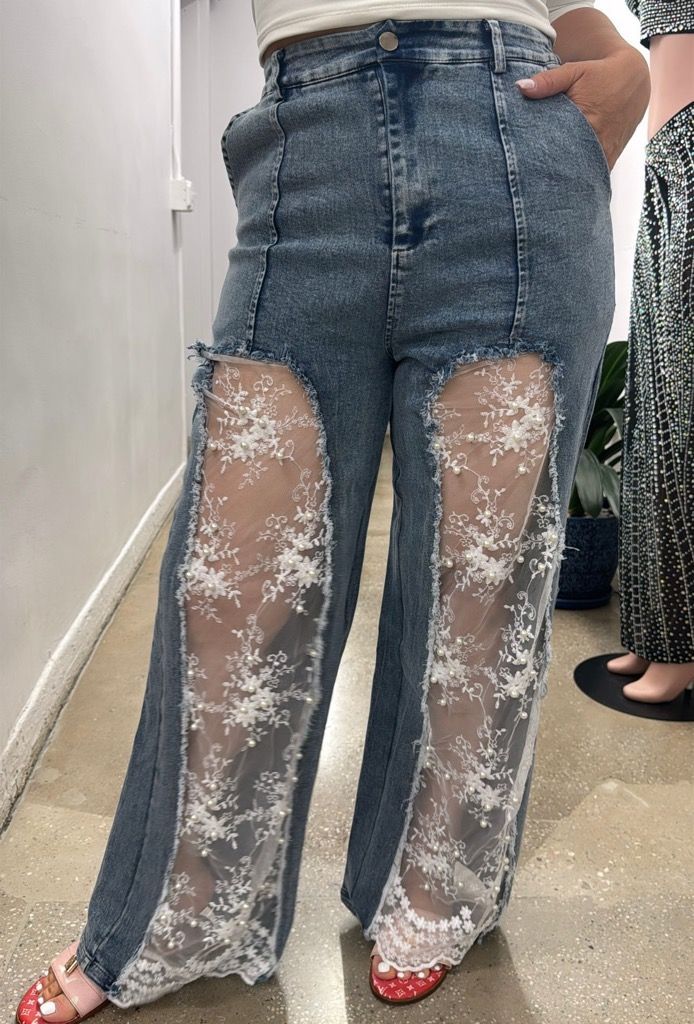 Jeans With White Inserts