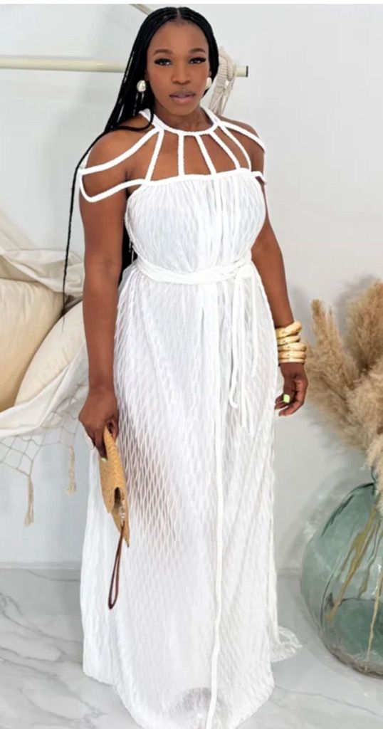 White Grecian Halter Dress