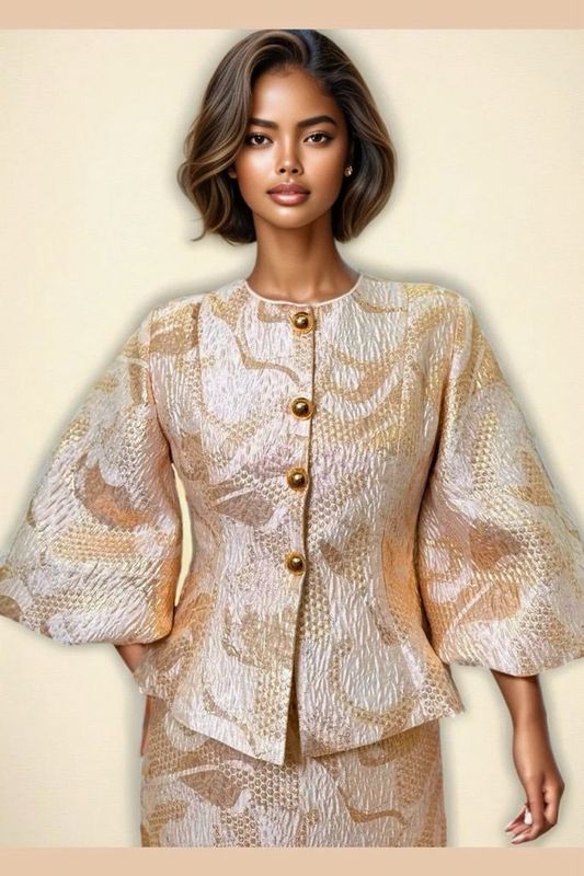 Jewel Tones & Gold Skirt Suit