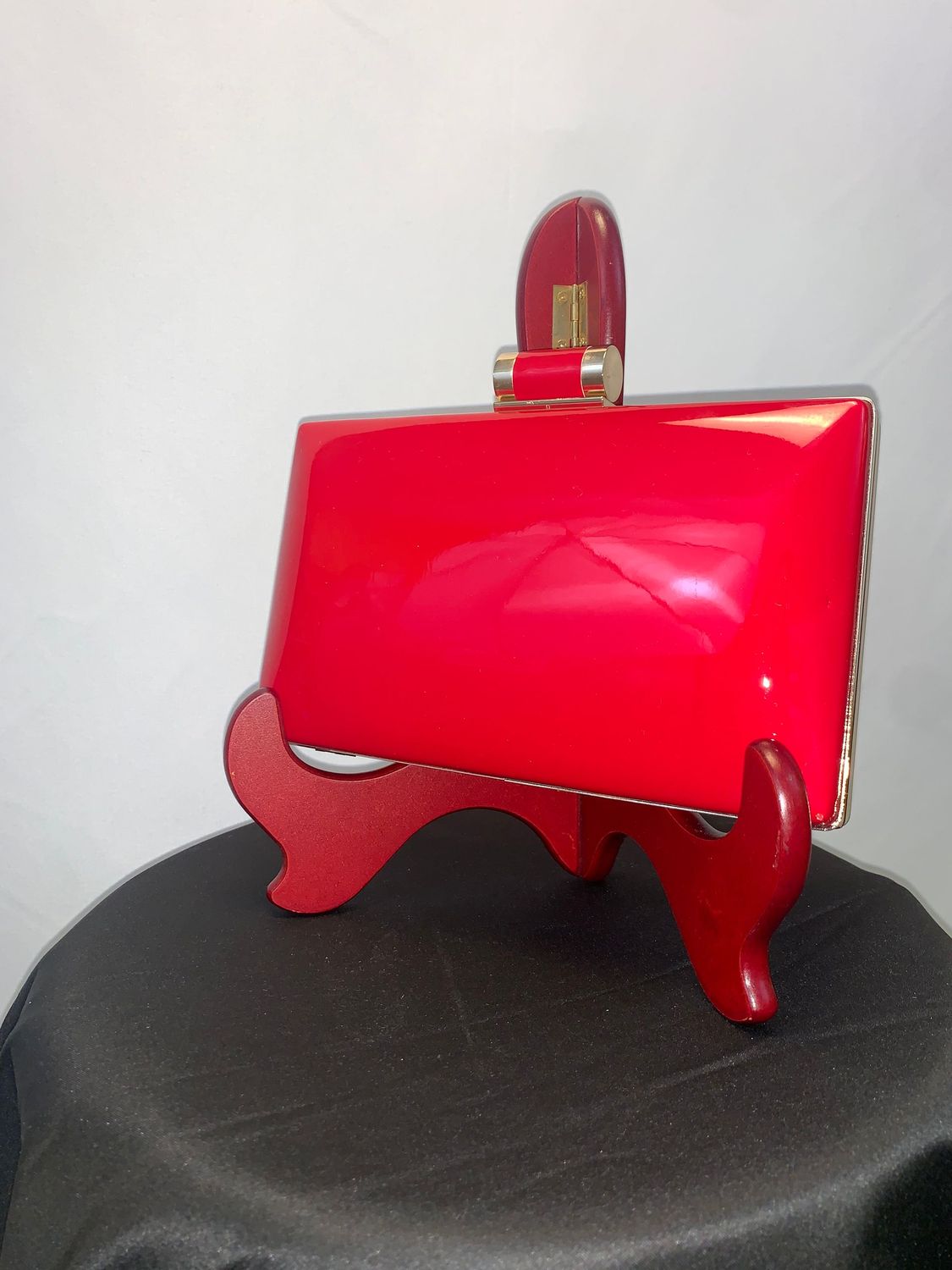 Leather Clutch Purse With Gold Patent