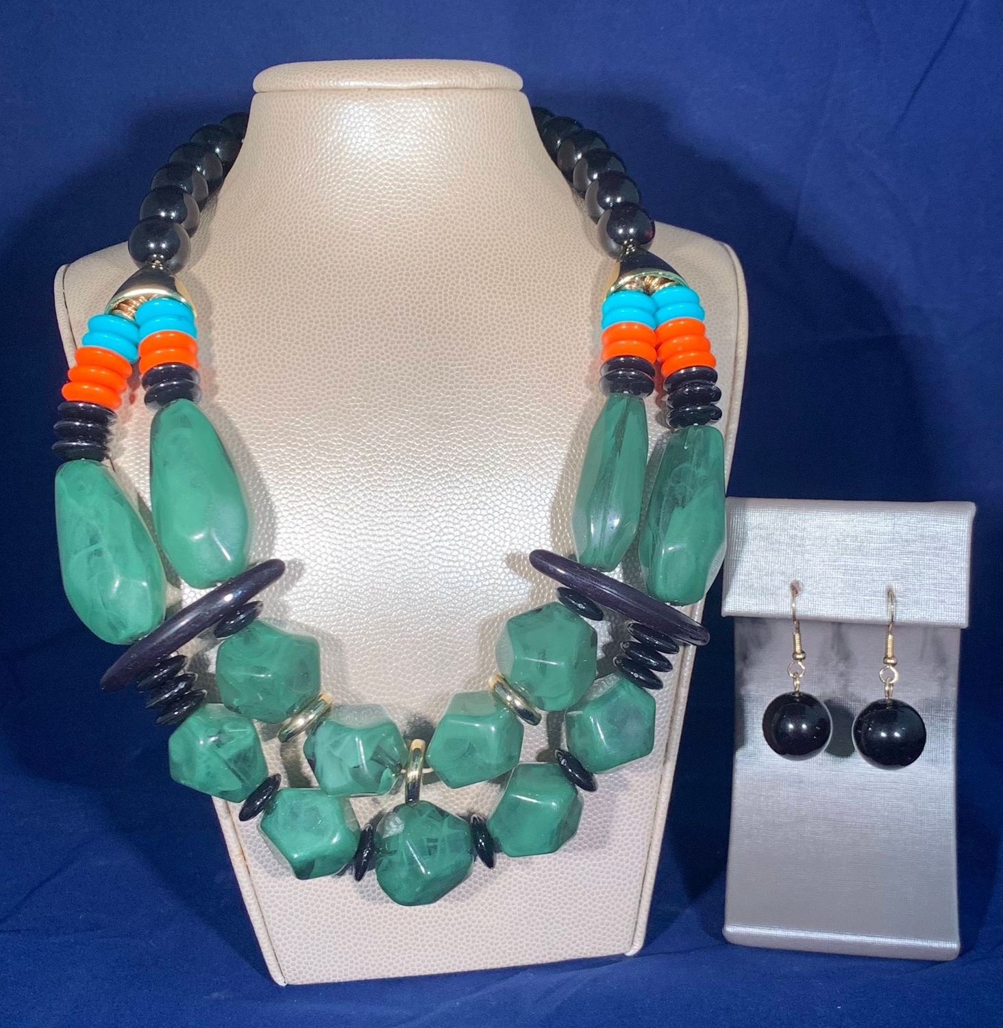 Green & Black Multi Necklace Set