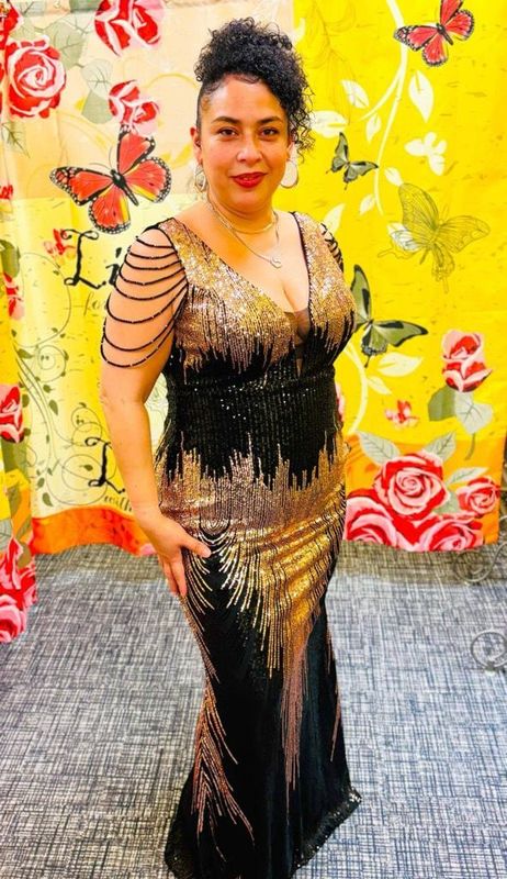 Gold & Black Sequin Gown
