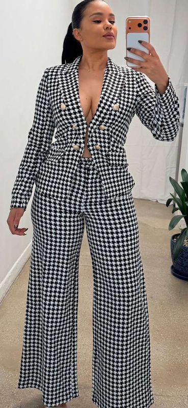 Black & While Checkered Pantsuit