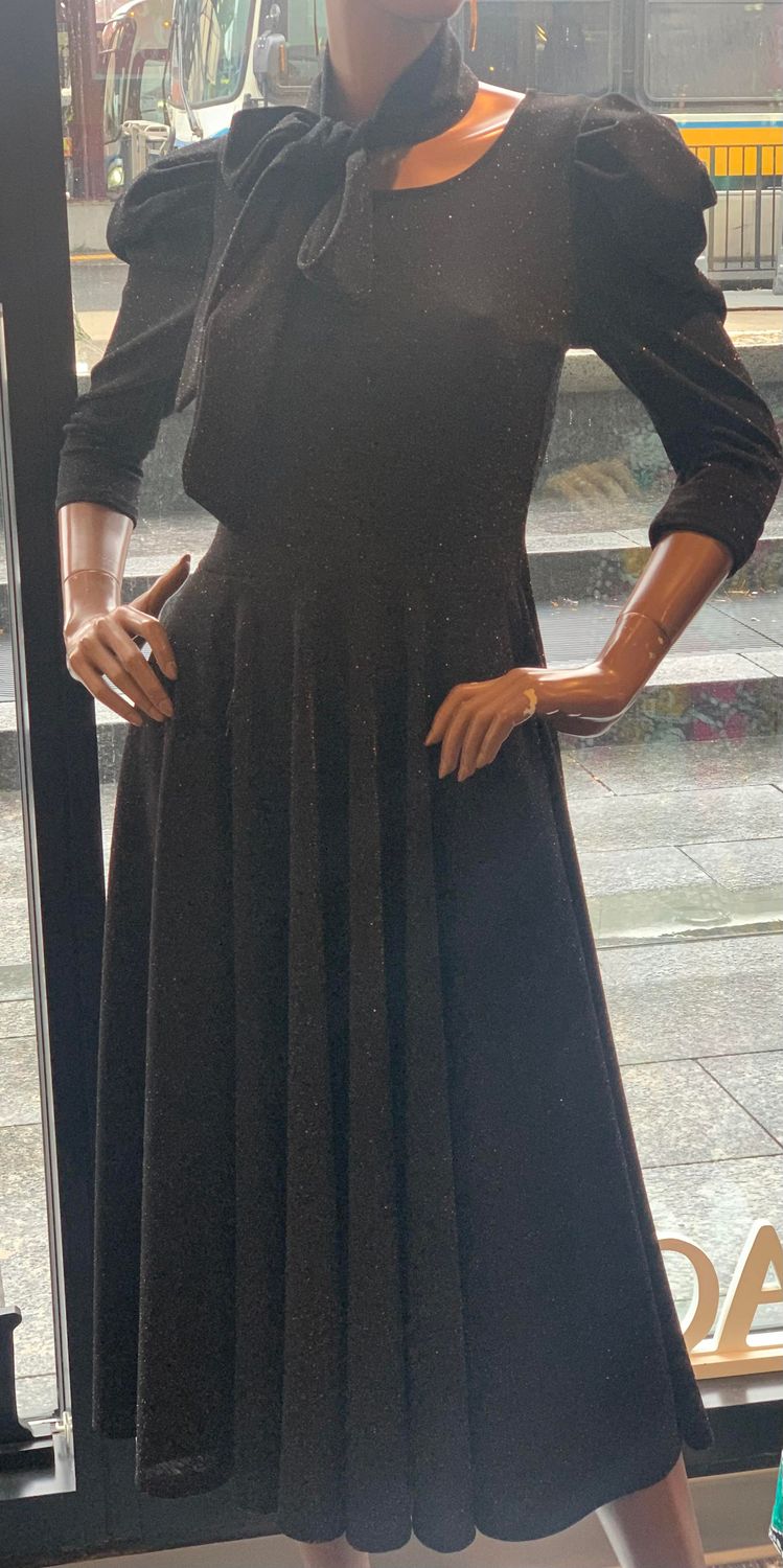 Rose Gold & Black Midi Dress